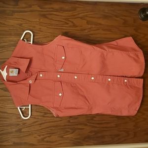 Carhartt size small orange/salmon button up sleeveless top worn just a few times